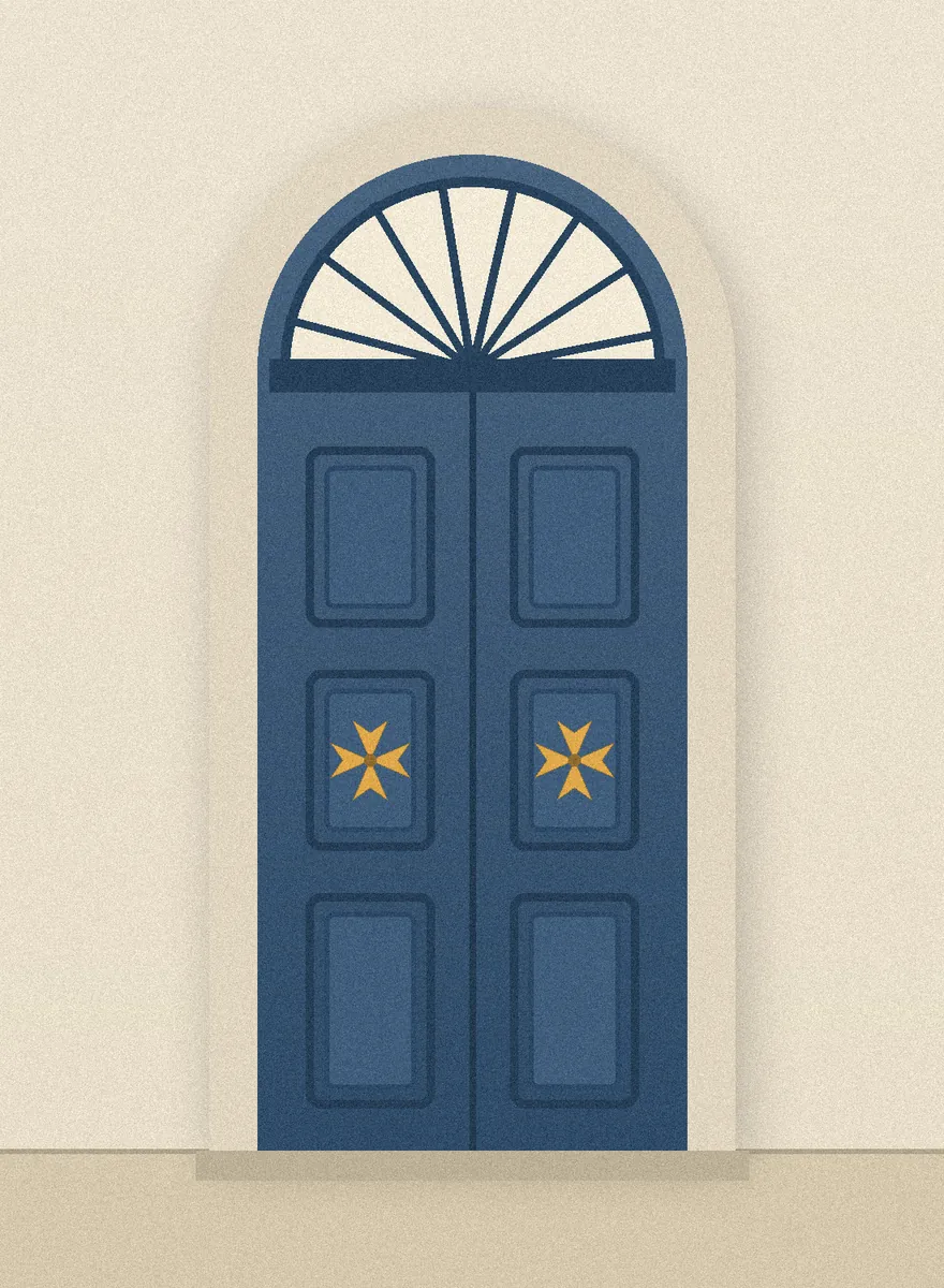 Blue Valletta door illustration