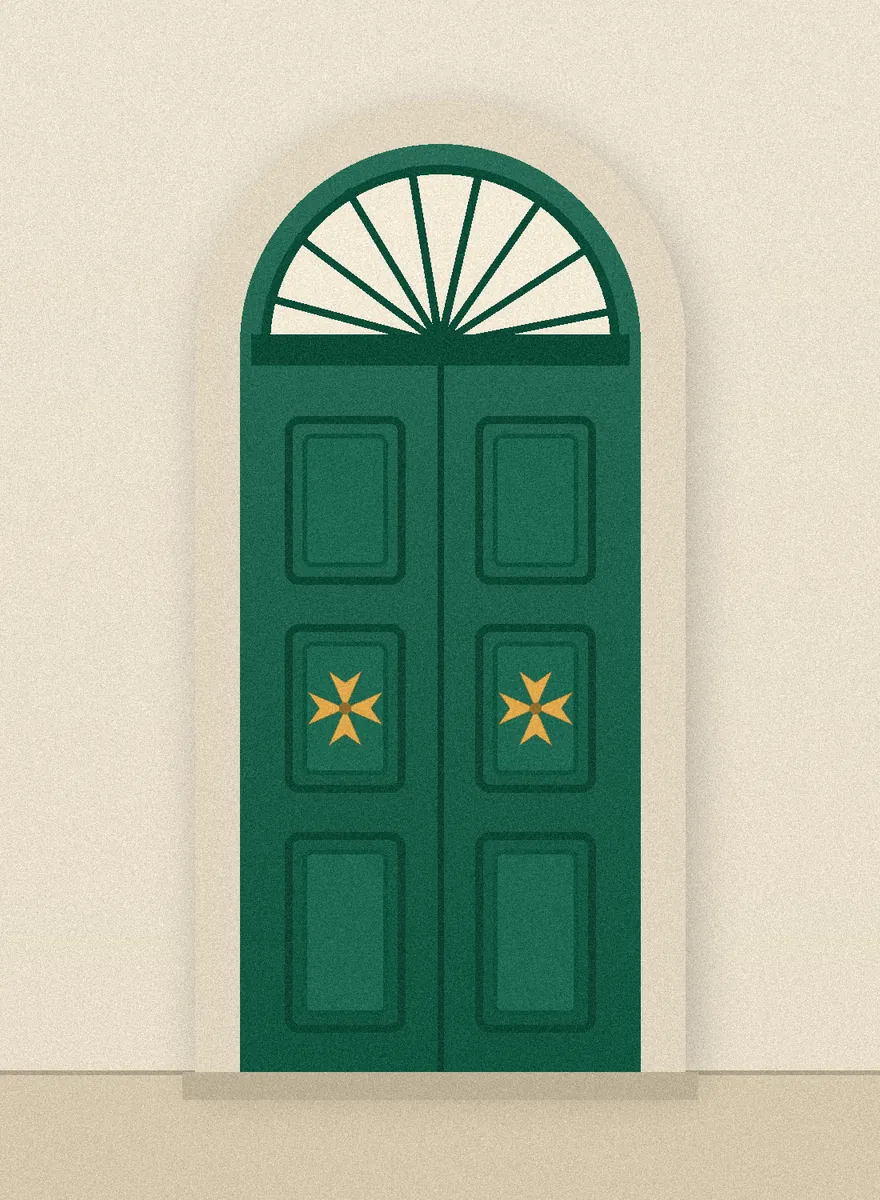 Green Valletta door illustration